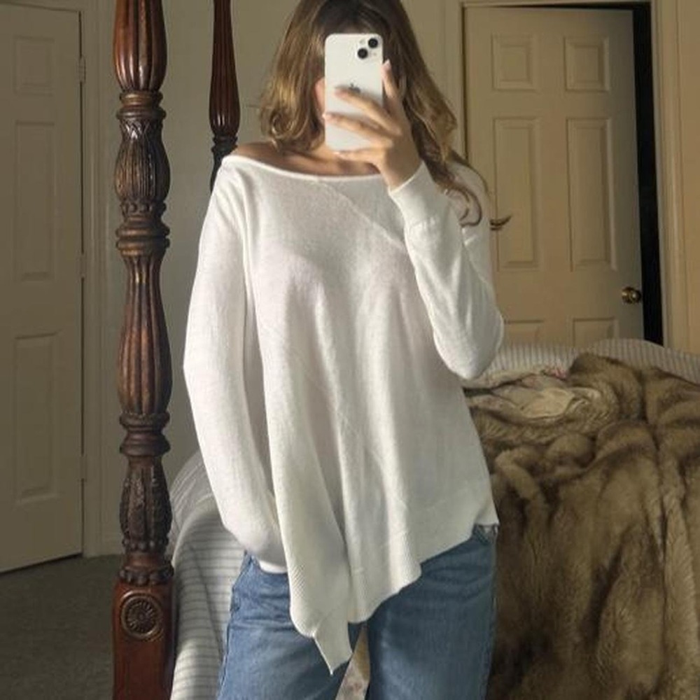 vintage 00s ivory asymmetrical boatneck sweater